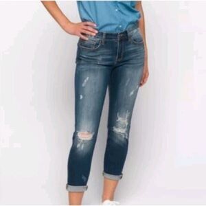 Judy Blue  Relaxed Fit Medium Wash Blue Distressed Denim Skinny Jeans Size 30